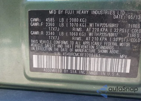 2014 Subaru Outback 2.5I Limited z USA, uszkodzony, nr VIN 4S4BRCMC8E3200761